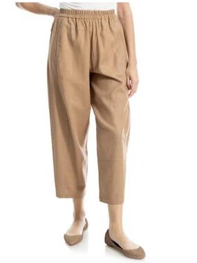 ☀️ Max Studio London Linen Barrel Pants Rust Brown Mocha Small Cropped ankle